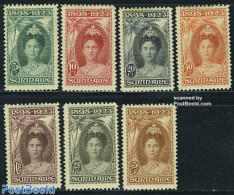 Suriname, Colony 1923 Wilhelmina Silver Jubilee 7v, Unused (hinged), History - Kings & Queens (Royalty) - Familias Reales