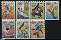Guinea Bissau 1984 Olympic Games Los Angeles 7v, Mint NH, Nature - Sport - Horses - Athletics - Gymnastics - Olympic G.. - Athlétisme