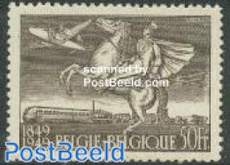 Belgium 1949 Stamp Centenary 1v, Unused (hinged), Nature - Transport - Horses - 100 Years Stamps - Aircraft & Aviation.. - Ongebruikt