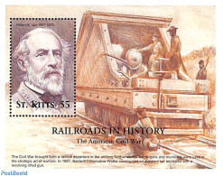 Saint Kitts/Nevis 2001 Railways S/s, Robert E. Lee, Mint NH, Transport - Railways - Treinen