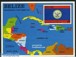 Belize/British Honduras 1982 Independence S/s, Mint NH, History - Various - Flags - Maps - Geografia