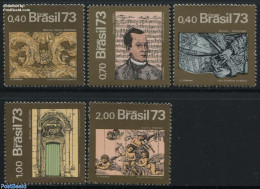 Brazil 1973 Baroque Art 5v, Mint NH, Performance Art - Music - Staves - Art - Paintings - Nuovi