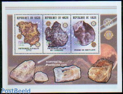 Niger 2002 Minerals 3v M/s, Mint NH, History - Various - Geology - Lions Club - Rotary - Rotary, Club Leones