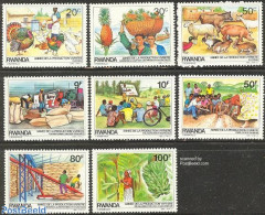 Rwanda 1985 Agriculture 8v, Mint NH, Nature - Various - Animals (others & Mixed) - Birds - Fruit - Agriculture - Obst & Früchte