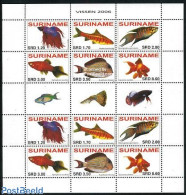 Suriname, Republic 2006 Fish 2x6v M/s (with Gutters), Mint NH, Nature - Fish - Vissen