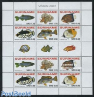 Suriname, Republic 2007 Fish 2x6v M/s (with Gutters), Mint NH, Nature - Fish - Fische