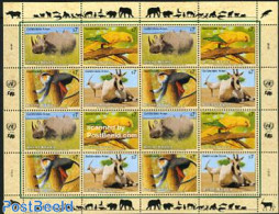 United Nations, Vienna 1995 Animals M/s, Mint NH, Nature - Animals (others & Mixed) - Birds - Monkeys - Rhinoceros - Autres & Non Classés