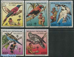 Central Africa 1988 Scouting, Birds 5v, Mint NH, Nature - Sport - Birds - Scouting - Kingfishers - Centraal-Afrikaanse Republiek