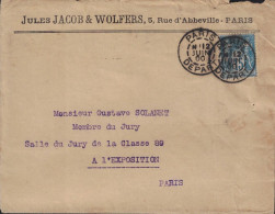 SAGE - PARIS DEPART - DATEUR AVEC MINUSCULE N POUR NUIT - ENVELOPPE DU 12 JUIN 1900. - 1876-1898 Sage (Type II)