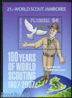 Saint Vincent 2007 100 Years Of World Scouting S/s, Mint NH, Nature - Sport - Various - Birds - Scouting - Maps - Geographie