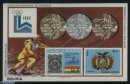 Bolivia 1980 Olympic Winter Games 2 S/s, Mint NH, Sport - Olympic Winter Games - Skating - Skiing - Stamps On Stamps - Sci