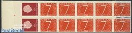 Netherlands 1964 2x15+10x7c Booklet, Red&orange Register Line Cente, Mint NH, Stamp Booklets - Ongebruikt