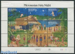Micronesia 1990 Christmas 9v M/s, Mint NH, Religion - Christmas - Navidad