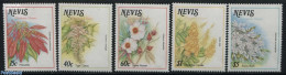 Nevis 1988 Christmas, Flowers 5v, Mint NH, Nature - Religion - Flowers & Plants - Christmas - Noël
