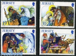 Jersey 1996 Christmas 4v, Mint NH, Nature - Religion - Camels - Christmas - Kerstmis