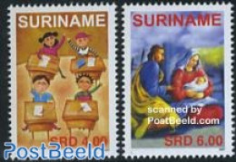 Suriname, Republic 2007 Christmas 2v, Mint NH, Religion - Science - Christmas - Education - Christmas