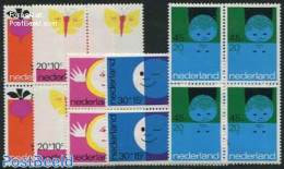 Netherlands 1971 Child Welfare 5v, Blocks Of 4 [+], Mint NH, Nature - Butterflies - Art - Children's Books Illustrations - Unused Stamps
