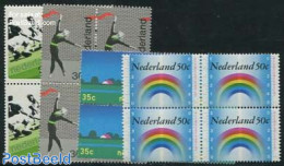 Netherlands 1973 Mixed Issue 4v, Block Of 4 [+], Mint NH, Science - Sport - Telecommunication - Gymnastics - Nuevos