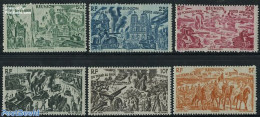 Reunion 1946 Victory 6v, Mint NH, History - Nature - Religion - Transport - Militarism - World War II - Camels - Horse.. - Militaria