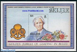 Belize/British Honduras 1987 Girl Guides S/s, Mint NH, Nature - Sport - Flowers & Plants - Roses - Scouting - Honduras Británica (...-1970)