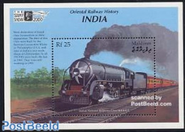 Maldives 2000 Stamp Show S/s, WP 4-6-2, Mint NH, Transport - Railways - Treni