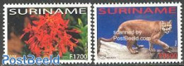 Suriname, Republic 2003 UPAEP 2v, Mint NH, Nature - Animals (others & Mixed) - Cat Family - Flowers & Plants - U.P.A.E. - Surinam