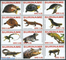 Suriname, Republic 2007 Reptiles 12v Sheetlet, Mint NH, Nature - Animals (others & Mixed) - Crocodiles - Reptiles - Tu.. - Suriname