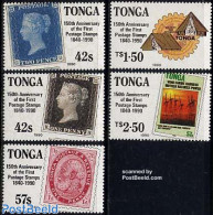 Tonga 1990 150 Years Stamps 5v, Mint NH, Sport - Scouting - Stamps On Stamps - Stamps On Stamps