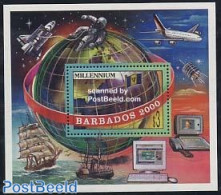 Barbados 2000 The Year 2000 S/s, Mint NH, Science - Transport - Various - Computers & IT - Aircraft & Aviation - Ships.. - Informatique