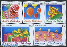 New Zealand 1991 Greeting Stamps 5v (from Booklet), Mint NH, Performance Art - Various - Circus - Greetings & Wishing .. - Nuevos