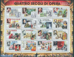 San Marino 1999 400 Years Opera 16v M/s, Mint NH, Performance Art - Music - Theatre - Unused Stamps