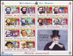 San Marino 2001 G. Verdi 12v M/s, Mint NH, Performance Art - Music - Theatre - Unused Stamps