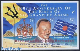 Barbados 1998 Sir Grantley Adams S/s, Mint NH, History - Coat Of Arms - Flags - Politicians - Barbades (1966-...)