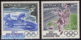 Monaco 1992 Olympic Games 2v, Mint NH, Sport - (Bob) Sleigh Sports - Football - Olympic Games - Olympic Winter Games -.. - Ongebruikt
