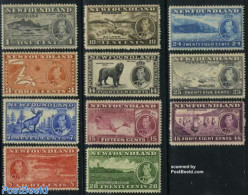 Newfoundland 1937 Coronation 11v, Unused (hinged), History - Nature - Transport - Various - Kings & Queens (Royalty) -.. - Familles Royales