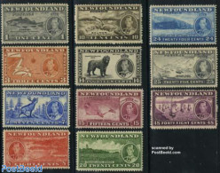 Newfoundland 1937 Coronation 11v, Unused (hinged), History - Nature - Transport - Various - Kings & Queens (Royalty) -.. - Case Reali