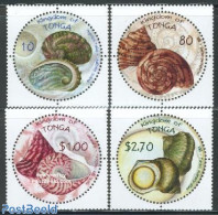 Tonga 2001 Shells 4v, Mint NH, Nature - Various - Shells & Crustaceans - Round-shaped Stamps - Meereswelt