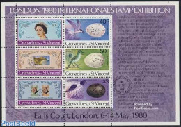 Saint Vincent & The Grenadines 1980 London 1980 Exposition S/s, Mint NH, Nature - Birds - Stamps On Stamps - Stamps On Stamps