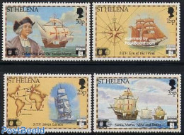 Saint Helena 1992 Discovery Of America 4v, Mint NH, History - Transport - Various - Explorers - Ships And Boats - Join.. - Explorateurs