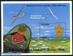 Uganda 1992 World Jamboree S/s, Mint NH, Sport - Transport - Gliding - Scouting - Aircraft & Aviation - Flugzeuge