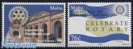 Malta 2005 100 Years Rotary 2v, Mint NH, History - Various - Flags - Maps - Rotary - Geografia