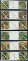 Suriname, Republic 1999 Flowers 2x6v, Gutter Pairs (color Points), Mint NH, Nature - Flowers & Plants - Surinam
