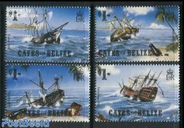 Belize/British Honduras 1985 Cayes, Shipwrecks 4v, Mint NH, History - Transport - Ships And Boats - Disasters - Boten