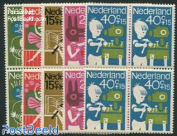 Netherlands 1964 CHILD WELFARE 5V BL.OF 4, Mint NH, Performance Art - Dance & Ballet - Music - Art - Children Drawings - Unused Stamps