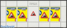 Suriname, Republic 2003 Traffic Sign 10% M/s, Mint NH, Transport - Traffic Safety - Ongevallen & Veiligheid Op De Weg