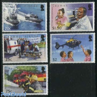 Cayman Islands 2012 Emergency Services 5v, Mint NH, Health - Transport - Various - Health - Automobiles - Fire Fighter.. - Voitures