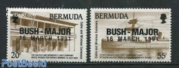 Bermuda 1991 Bush-Major Meeting 2v, Mint NH, History - Transport - Politicians - Ships And Boats - Ships