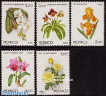 Monaco 1990 Expo 90, Flowers 5v, Mint NH, Nature - Flowers & Plants - Orchids - Roses - Nuovi