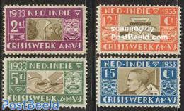 Netherlands Indies 1933 A.M.V.J. 4v, Unused (hinged) - Andere & Zonder Classificatie