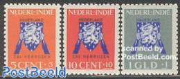 Netherlands Indies 1941 Free Holland 3v, Unused (hinged), History - Coat Of Arms - Andere & Zonder Classificatie